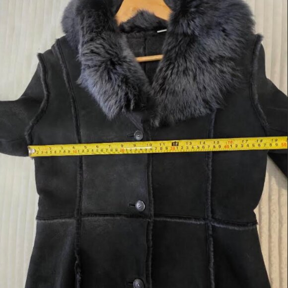 Women's shearling short coat dark grey, warm, natural - Picture 3 of 3